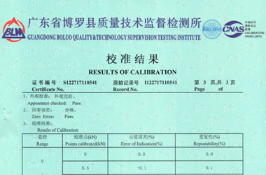 力學儀器計量證書報告結果頁圖片